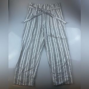 Madewell Striped Belted Paper Bag Linen Blend Pants S105-12